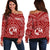 Tonga Personalised Women's Off Shoulder Sweater - Tonga Seal With Polynesian Tattoo Style (Red) - Polynesian Pride