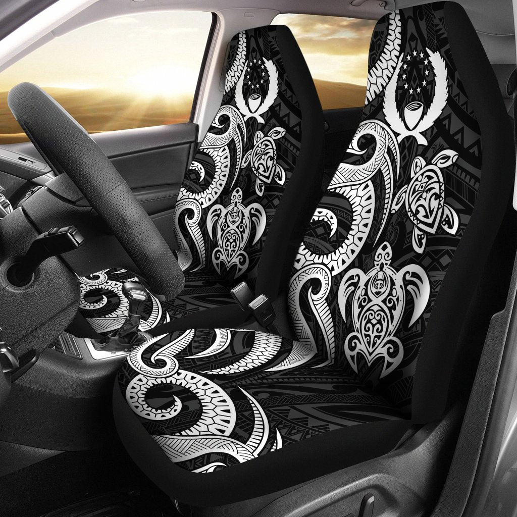 Pohnpei Micronesian Car Seat Covers - White Tentacle Turtle Universal Fit White - Polynesian Pride