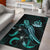 Vanuatu Polynesian Area Rugs - Turtle With Blooming Hibiscus Turquoise Turquoise - Polynesian Pride