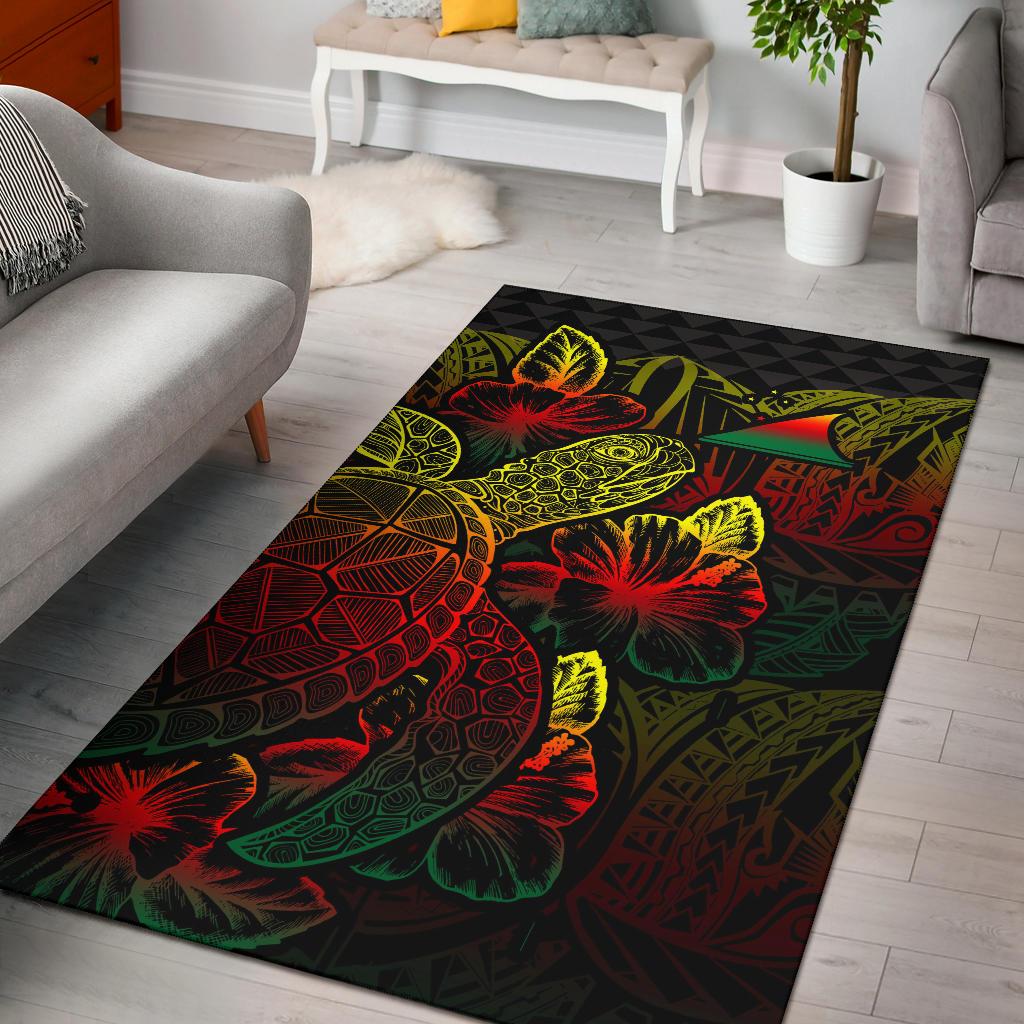 Tokelau Area Rugs Turtle Hibiscus Reggae Reggae - Polynesian Pride