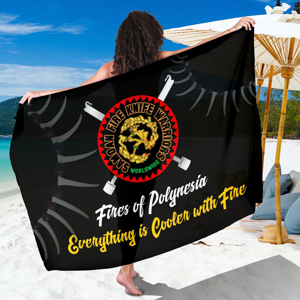 Fire Of Polynesia Sarong - Everything is Cooler with Fire Sarong One Size Black - Polynesian Pride