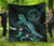 Palau Polynesian Premium Quilt - Turtle With Blooming Hibiscus Turquoise - Polynesian Pride