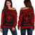 Hawaii Polynesian Women's Off Shoulder Sweater - Hawaii Pride Red Version Red - Polynesian Pride