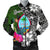 Guam Men Bomber Jacket - Turtle Plumeria Banana Leaf Black - Polynesian Pride