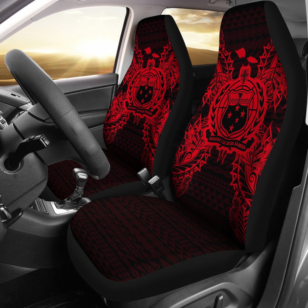 Samoa Car Seat Cover - Samoa Coat Of Arms Map Red Universal Fit Red - Polynesian Pride