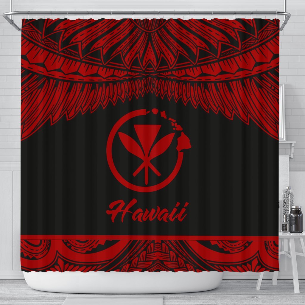 Hawaii Polynesian Shower Curtain - Hawaii Pride Red Version 177 x 172 (cm) Red - Polynesian Pride