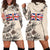 Niue Hoodie Dress - Niue Flag & Beige Hibiscus White - Polynesian Pride