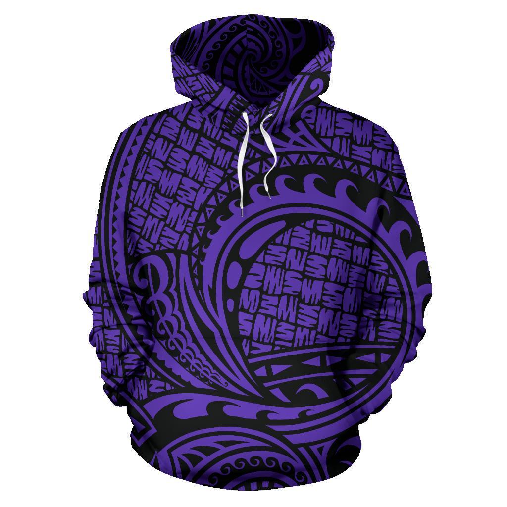 Hawaii Hoodie Polynesian Maori Lauhala Violet Pullover Unisex Art - Polynesian Pride