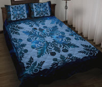 Hawaiian Quilt Double Breadfruit Quilt Bed Set Blue - Polynesian Pride