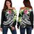 Kosrae Polynesian Off Shoulder Sweater - Summer Plumeria (Black) - Polynesian Pride