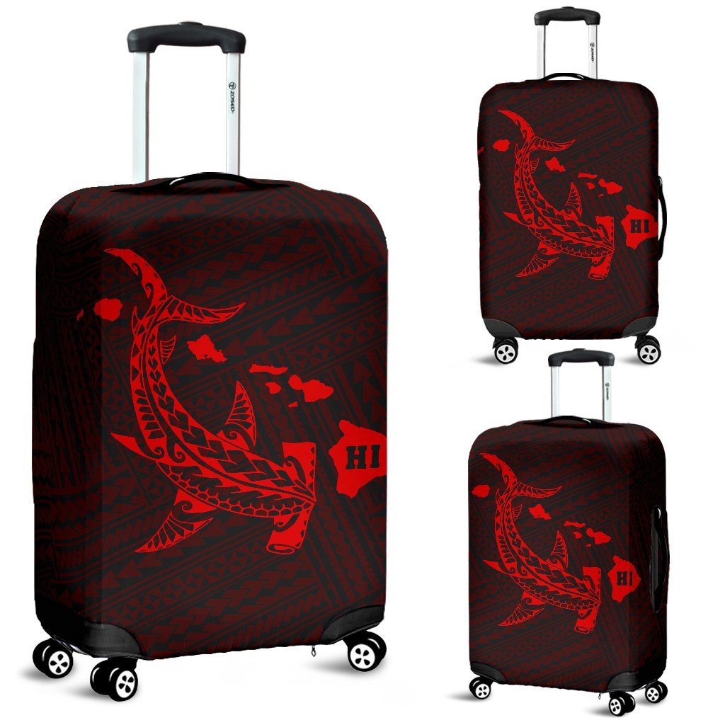 Hawaii Shark Red Polynesian Luggage Covers Red - Polynesian Pride