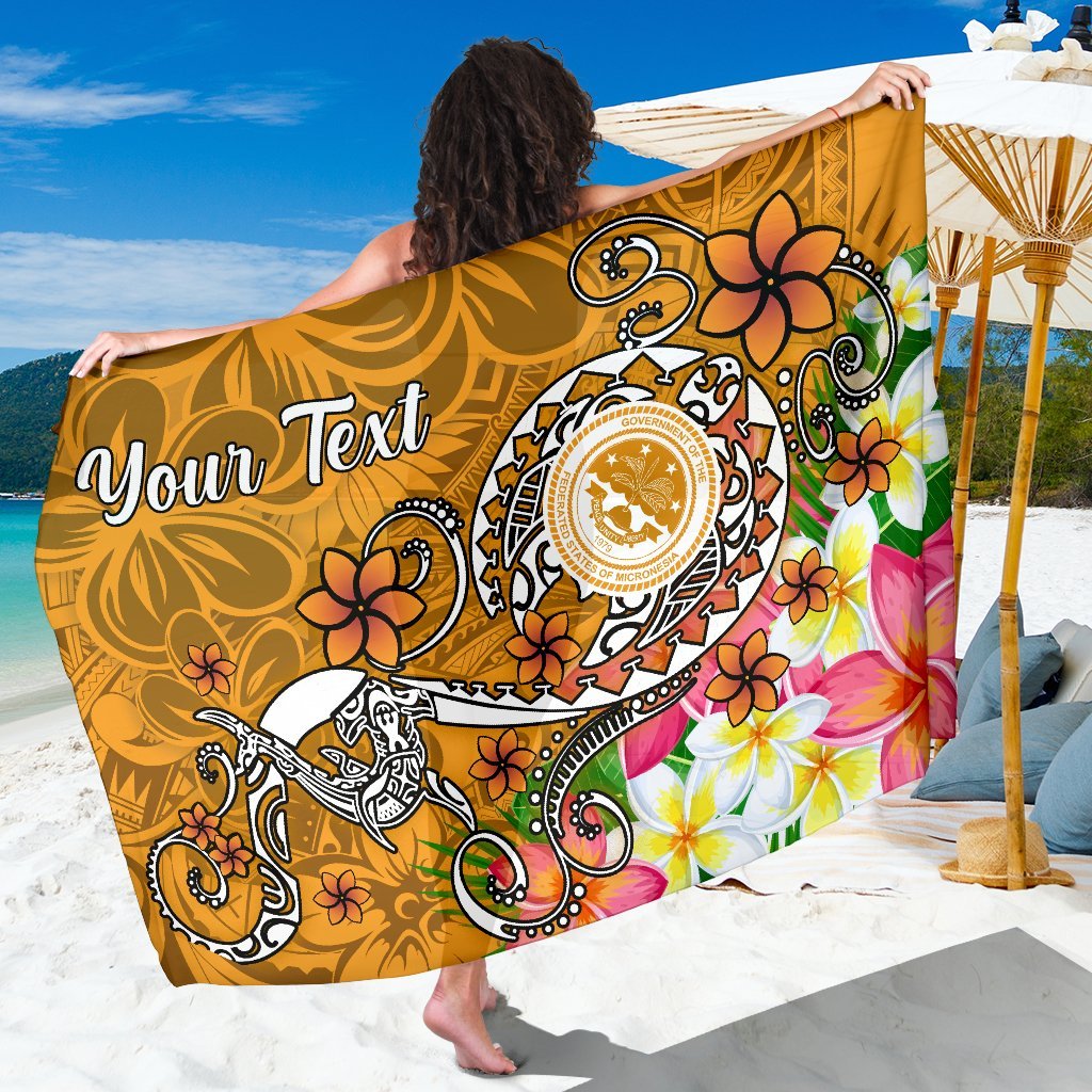 FSM Custom Personalised Sarong - Turtle Plumeria (Gold) One Style One Size Gold - Polynesian Pride