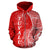 Tuvalu Polynesian Zip up Hoodie Coconut Tree Red and White - Polynesian Pride