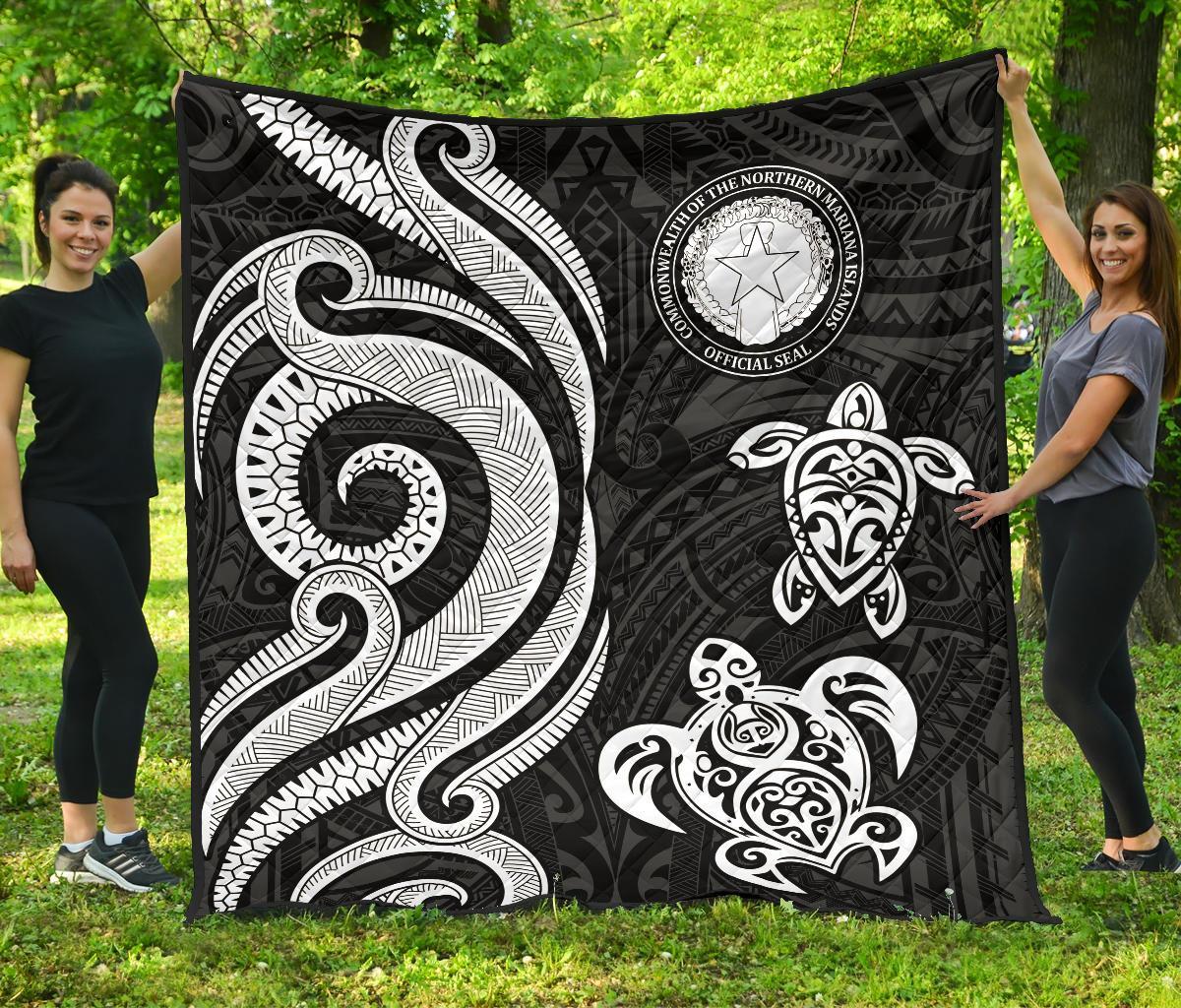 Northern Mariana Islands Premium Quilt - White Tentacle Turtle - Polynesian Pride