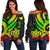 Papua New Guinea Women's Off Shoulder Sweater - Reggae Tentacle Turtle Art - Polynesian Pride