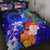 Federated States of Micronesia Quilt Bed Set - Humpback Whale with Tropical Flowers (Blue) Blue - Polynesian Pride