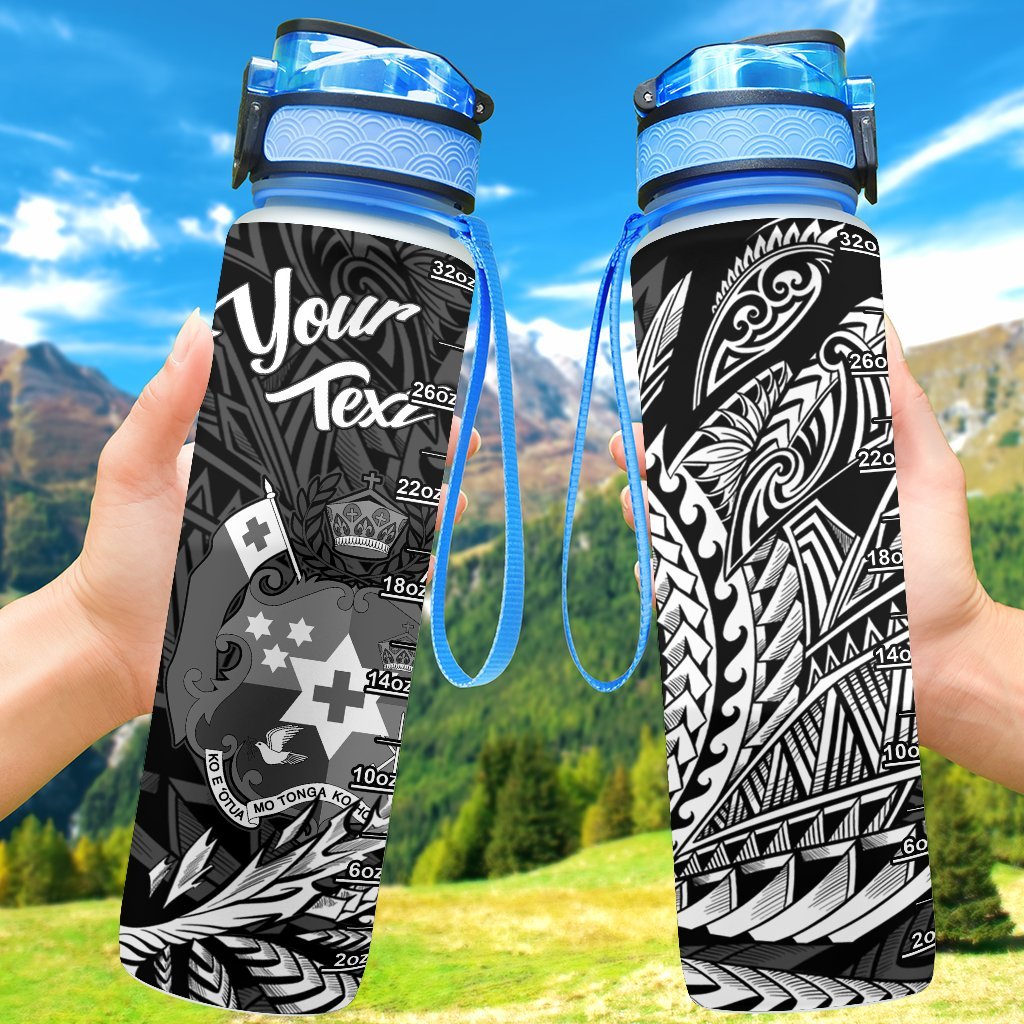 Tonga Custom Personalised Hydro Tracking Bottle - WIngs Style Hydro Tracking Bottle - Tonga 32oz Large Black - Polynesian Pride