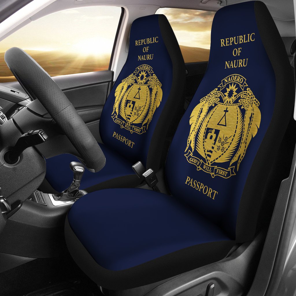 Nauru Car Seat Covers - Republic Of Nauru Passport Universal Fit Blue - Polynesian Pride