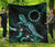 Cook Islands Polynesian Premium Quilt - Turtle With Blooming Hibiscus Turquoise - Polynesian Pride