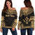 Kosrae Polynesian Chief Custom Personalised Women's Off Shoulder Sweater - Gold Version Gold - Polynesian Pride