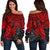 American Samoa Polynesian Women's Off Shoulder Sweater - Red Turtle RED - Polynesian Pride