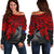 Wallis and Futuna Polynesian Women's Off Shoulder Sweater - Red Turtle RED - Polynesian Pride