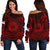 American Samoa Polynesian Women's Off Shoulder Sweater - Red Seal Red - Polynesian Pride