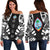 Guam Women's Off Shoulder Sweater - Polynesian Tattoo Black Black - Polynesian Pride