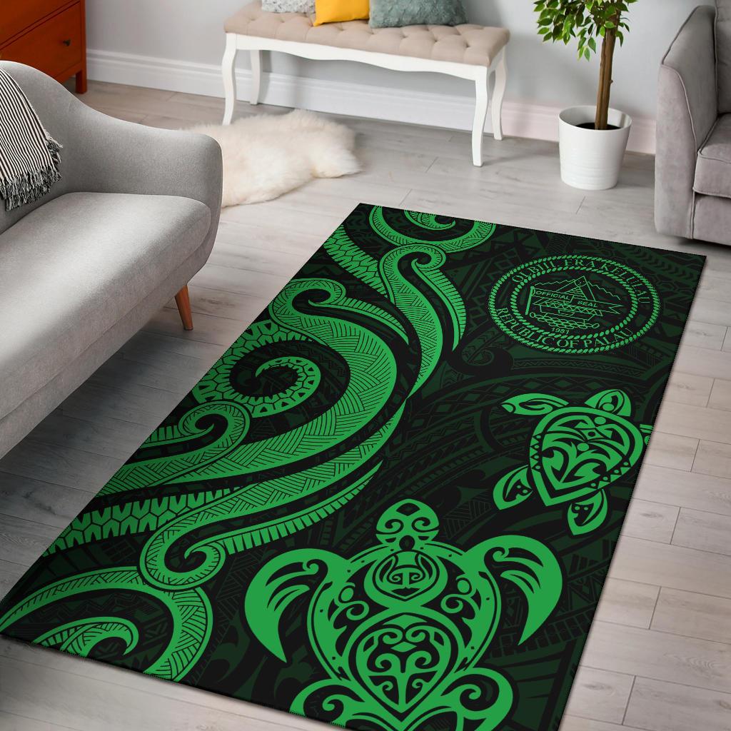 Palau Area Rug - Green Tentacle Turtle Green - Polynesian Pride