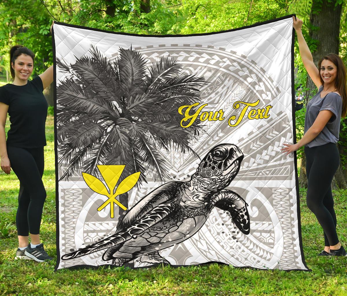 Hawaii Personalised Premium Quilt - Turtle Palm Tree White - Polynesian Pride