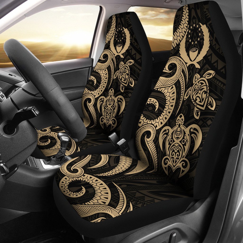 Pohnpei Micronesian Car Seat Covers - Gold Tentacle Turtle Universal Fit Gold - Polynesian Pride