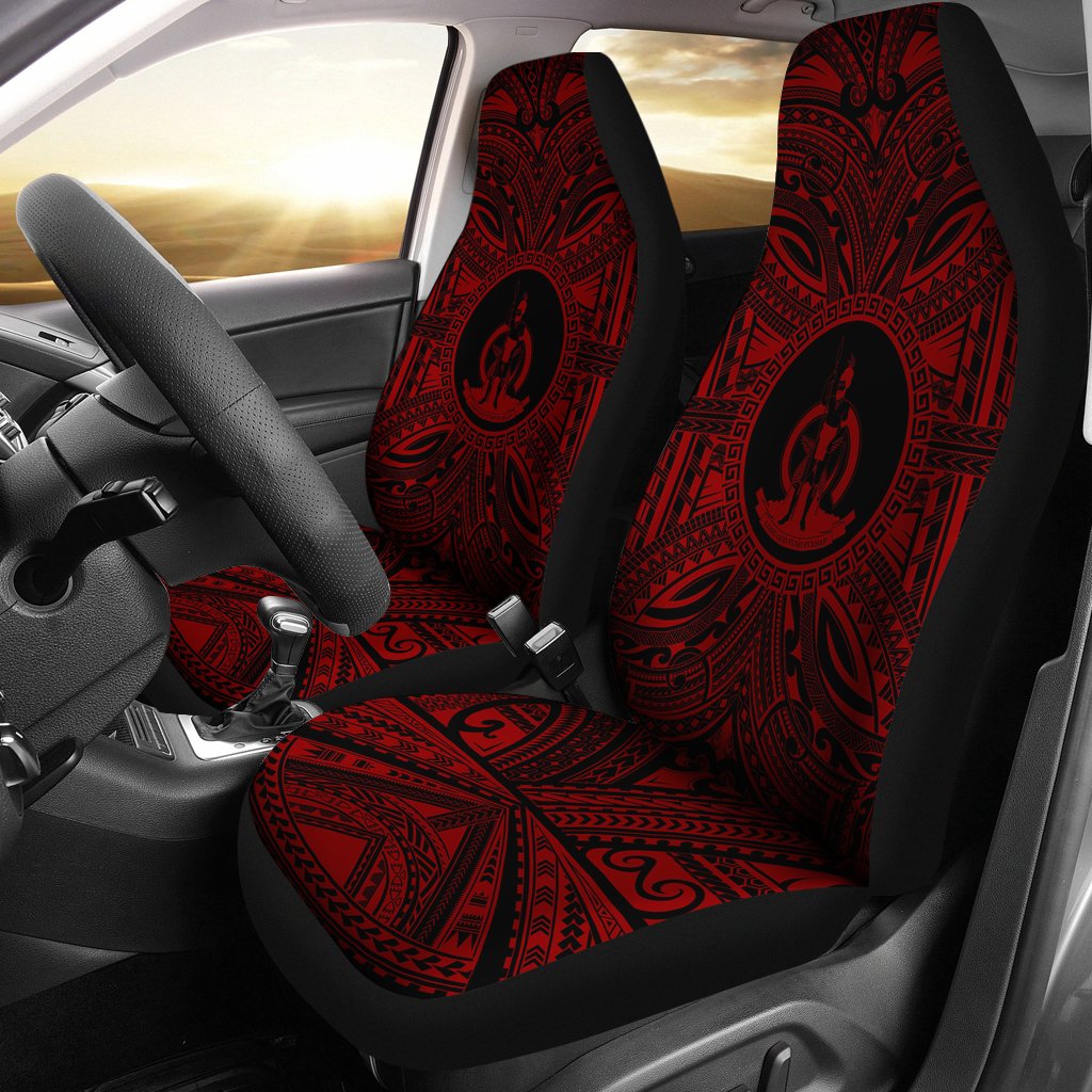 Vanuatu Car Seat Cover - Vanuatu Coat Of Arms Polynesian Red Black Universal Fit Red - Polynesian Pride