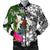 Vanuatu Custom Personalised Men's Bomber Jacket White - Turtle Plumeria Banana Leaf White - Polynesian Pride