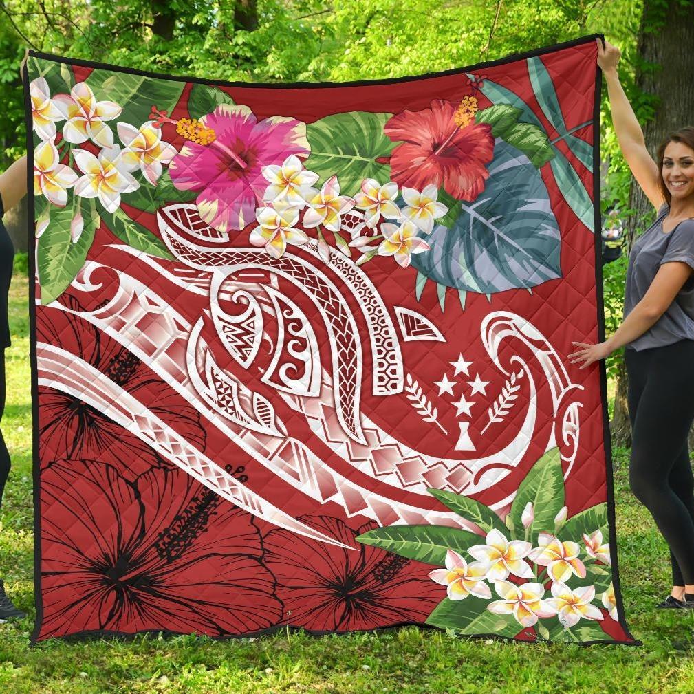 Kosrae Polynesian Premium Quilt - Summer Plumeria (Red) Red - Polynesian Pride