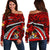 Tonga Polynesian Shark Tattoo Women'S Off Shoulder Sweater Red - Polynesian Pride