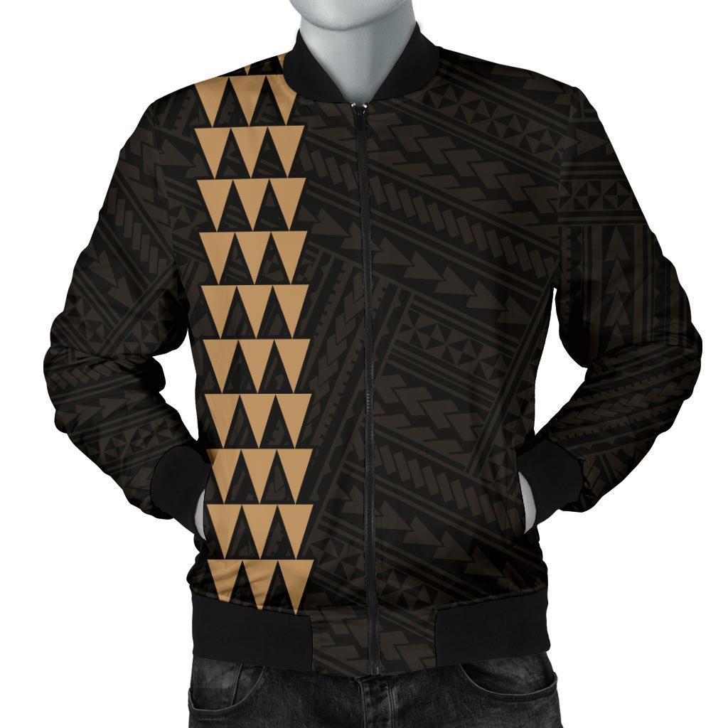 Hawaii Kakau Polynesian Turtle Map Men's Bomber Jacket - Gold Gold - Polynesian Pride