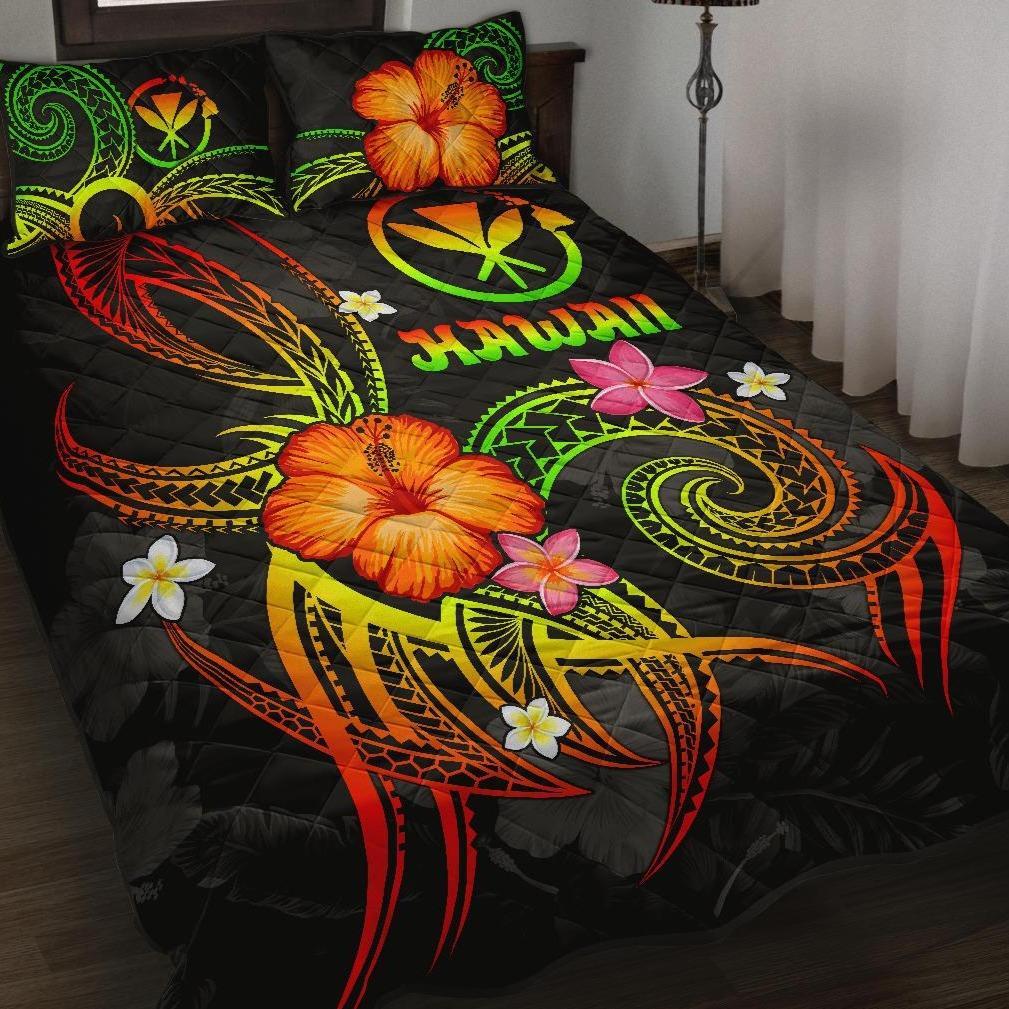 Polynesian Hawaii Quilt Bed Set - Legend of Kanaka Maoli (Reggae) Art - Polynesian Pride