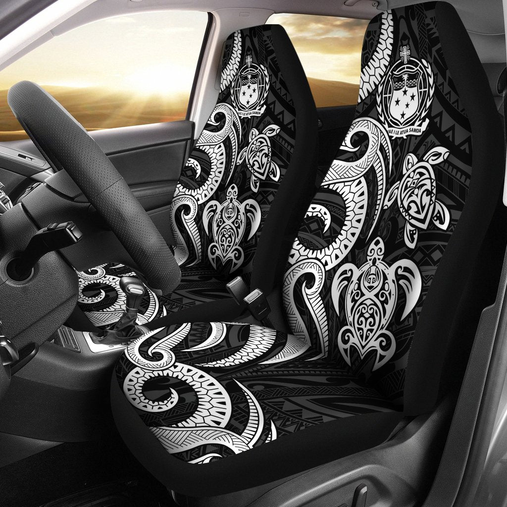 Samoa Polynesian Car Seat Covers - White Tentacle Turtle Universal Fit White - Polynesian Pride