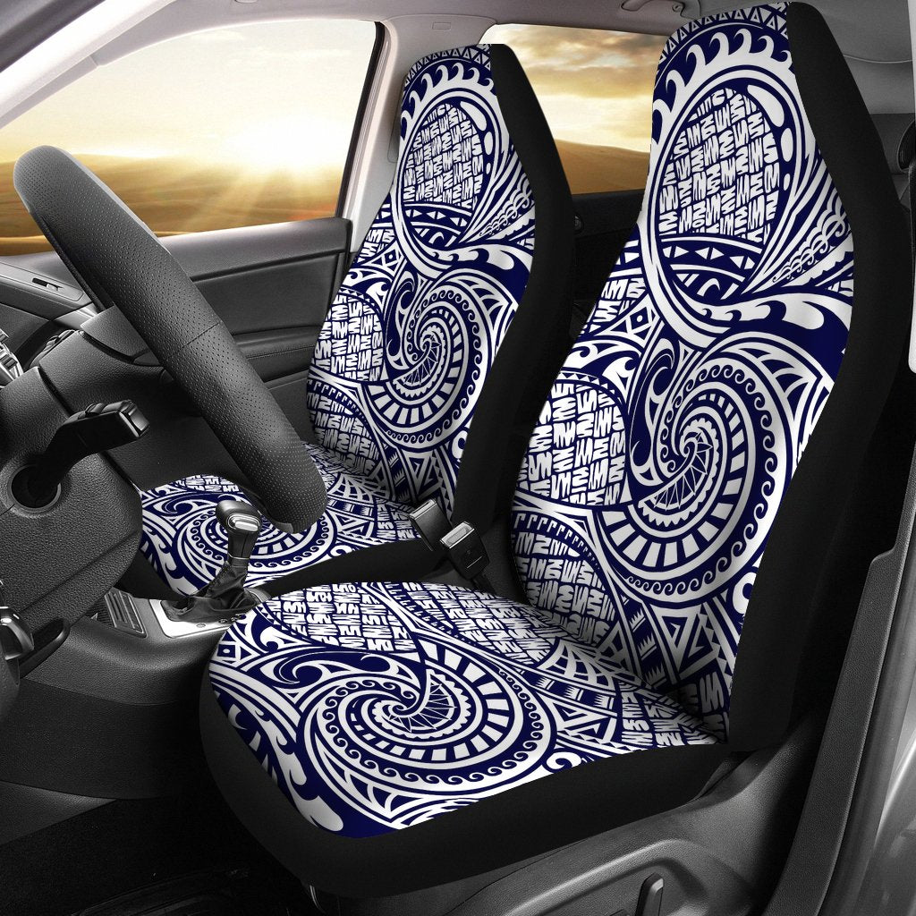 Polynesian Car Seat Cover - Polynesian Tattoo 01 Universal Fit Blue - Polynesian Pride