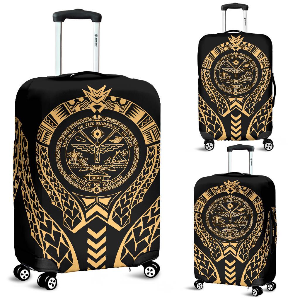 Marshall Islands Luggage Cover - Polynesian Tribal Gold Gold - Polynesian Pride