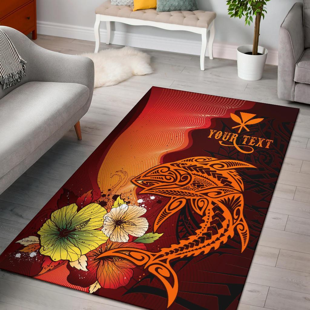 Hawaii Custom Personalised Area Rugs - Tribal Tuna Fish Orange - Polynesian Pride