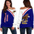 American Samoa Women's Off Shoulder Sweater - Polynesian Curve Version Art - Polynesian Pride