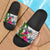 Kosrae Custom Personalised Slide Sandals White - Turtle Plumeria Banana Leaf Black - Polynesian Pride