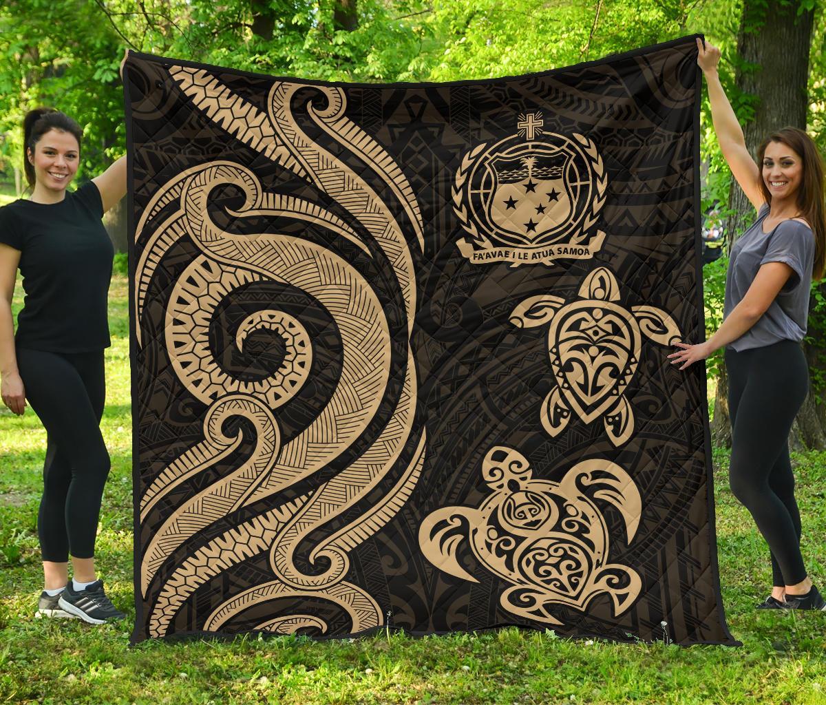 Samoa Premium Quilt - Gold Tentacle Turtle Gold - Polynesian Pride