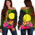 Kosrae Polynesian Personalised Women's Off Shoulder Sweater - Hibiscus and Banana Leaves - Polynesian Pride