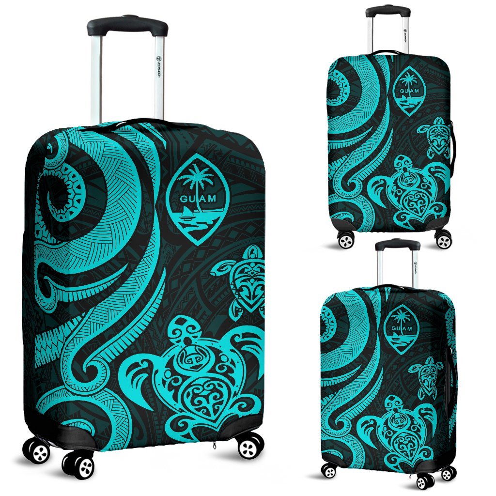 Guam Polynesian Luggage Covers - Turquoise Tentacle Turtle Turquoise - Polynesian Pride