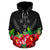 Kosrae Polynesian Zip Hoodie Black Hibiscus - Polynesian Pride