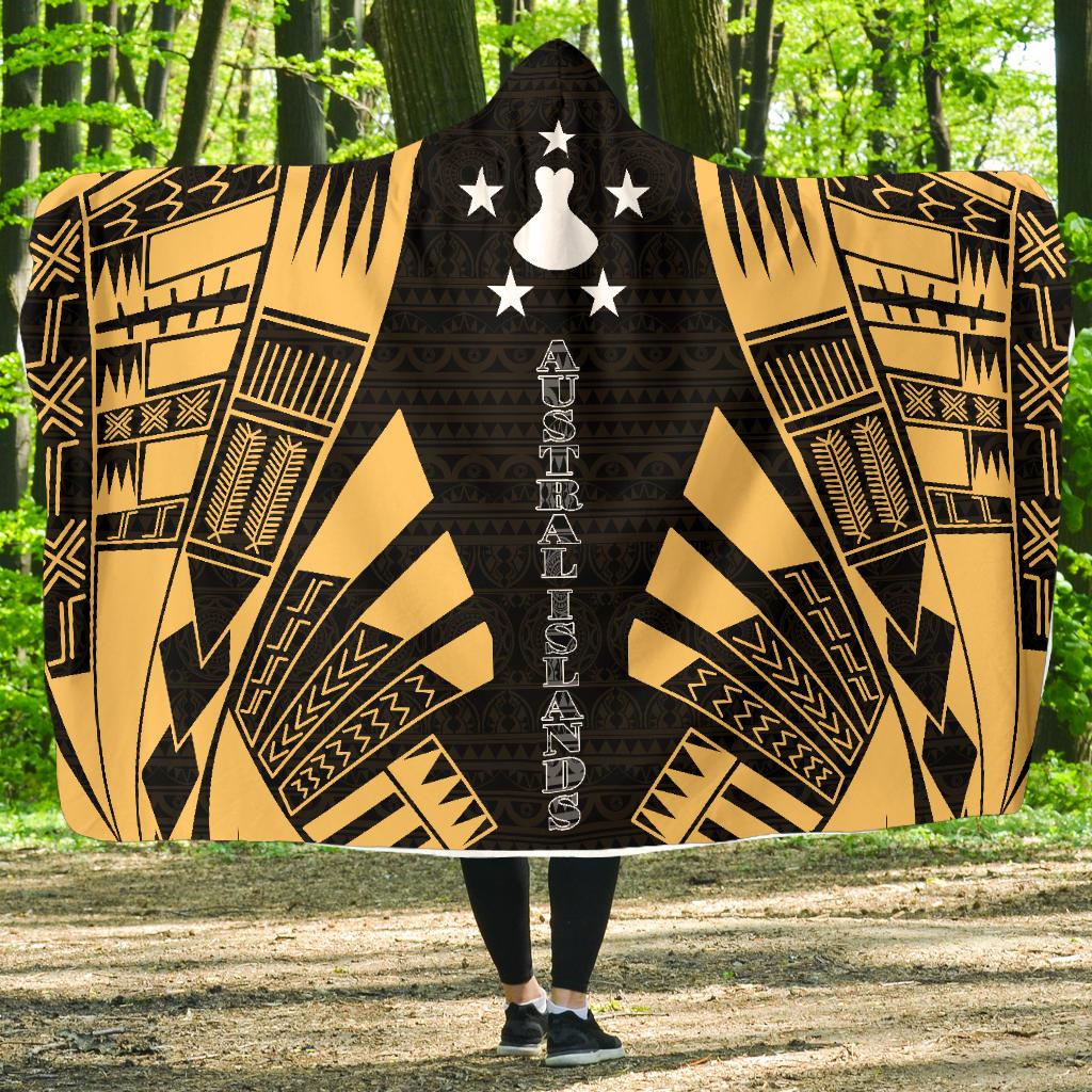 Austral Islands Hooded Blanket - Polynesian Tattoo Gold Hooded Blanket Gold - Polynesian Pride