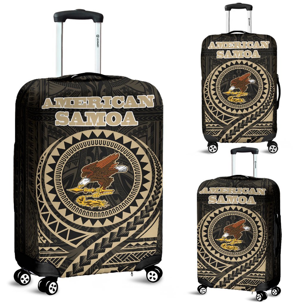 American Samoa Polynesian Luggage Cover 2 A7 Black - Polynesian Pride