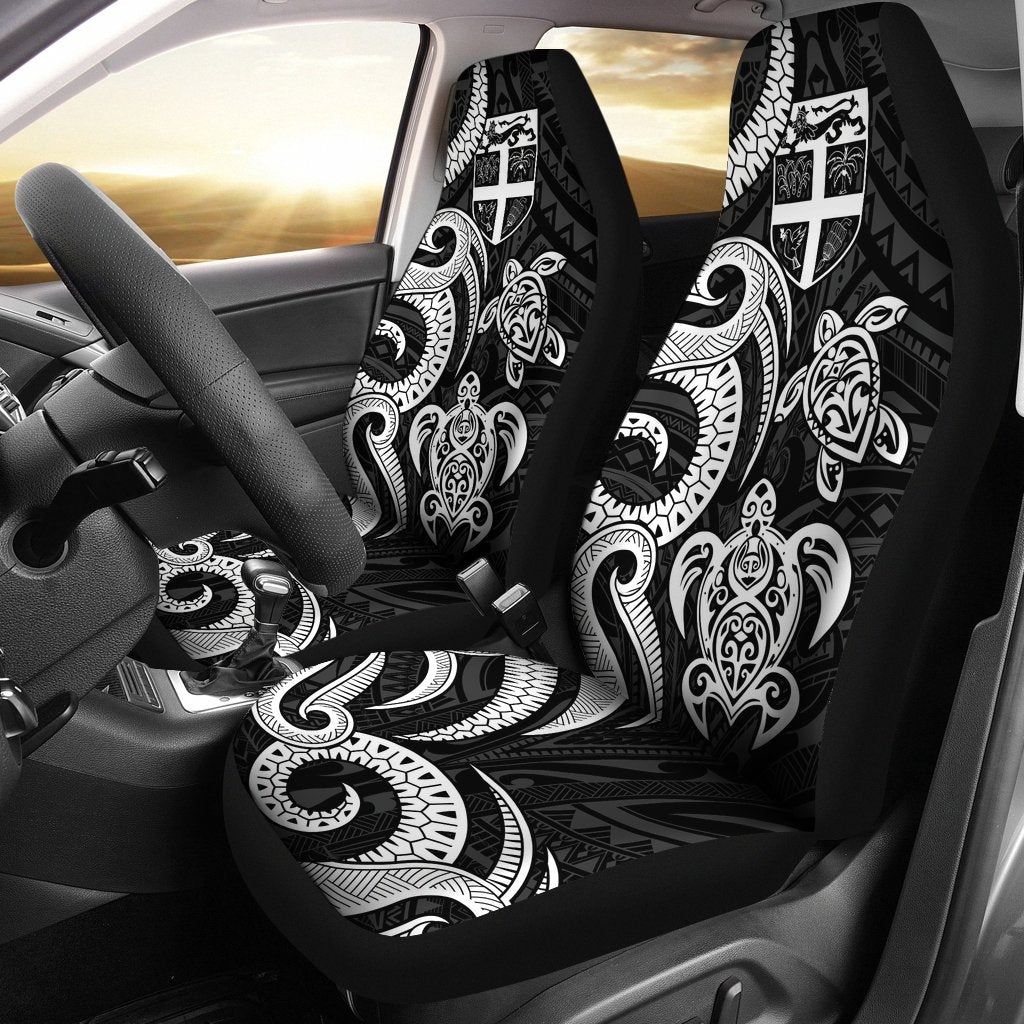 Fiji Polynesian Car Seat Covers - White Tentacle Turtle Universal Fit White - Polynesian Pride